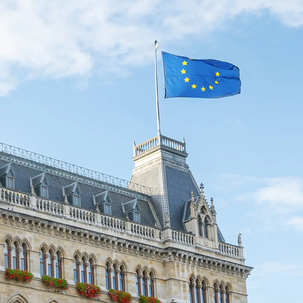 EU-Fahne am Rathaus